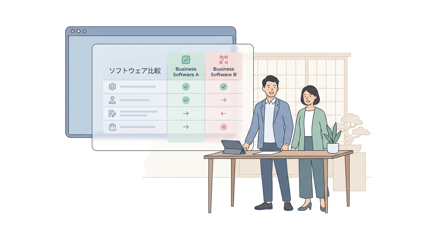 Comparison table visualization concept for business software, minimalist enterprise dashboard.