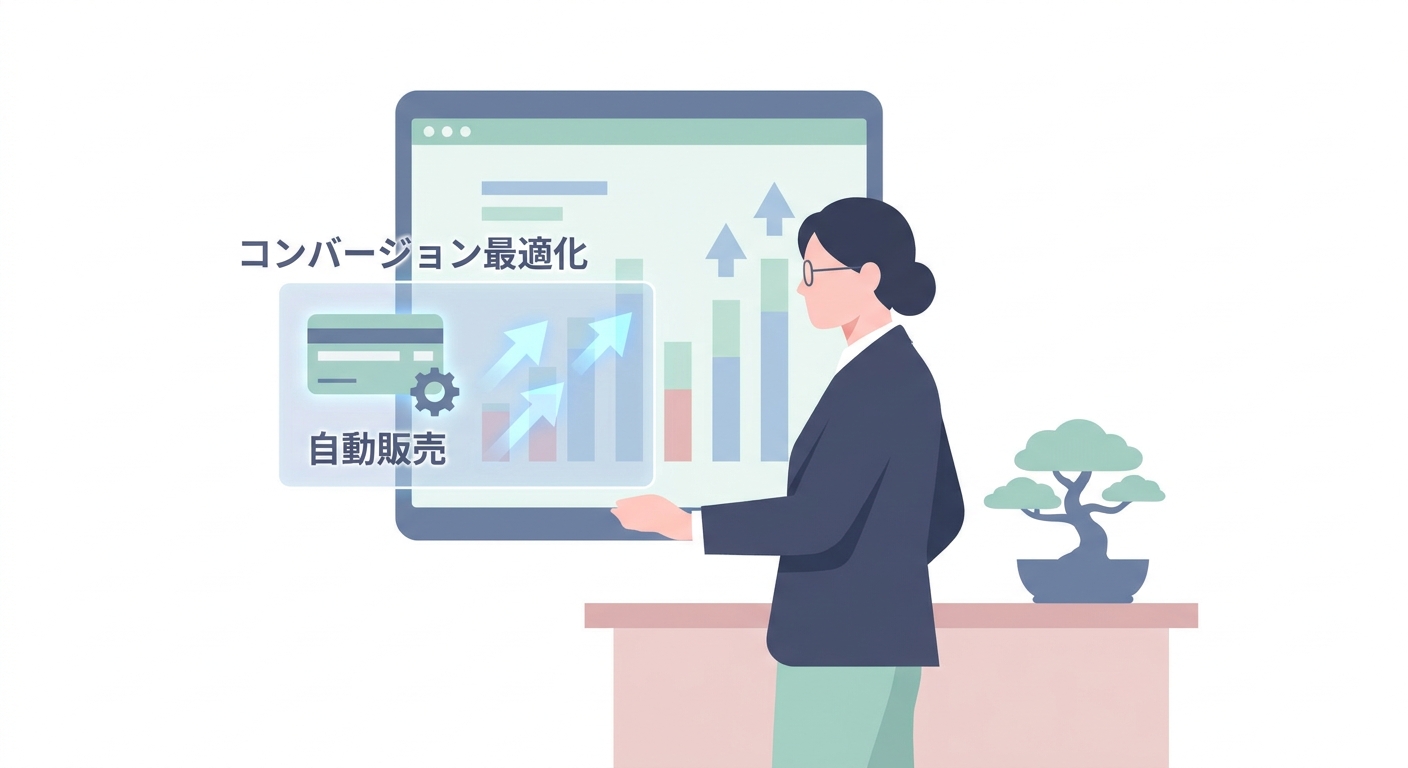 A business professional analyzing data charts on a screen, with a digital overlay showing arrows pointing upwards and a