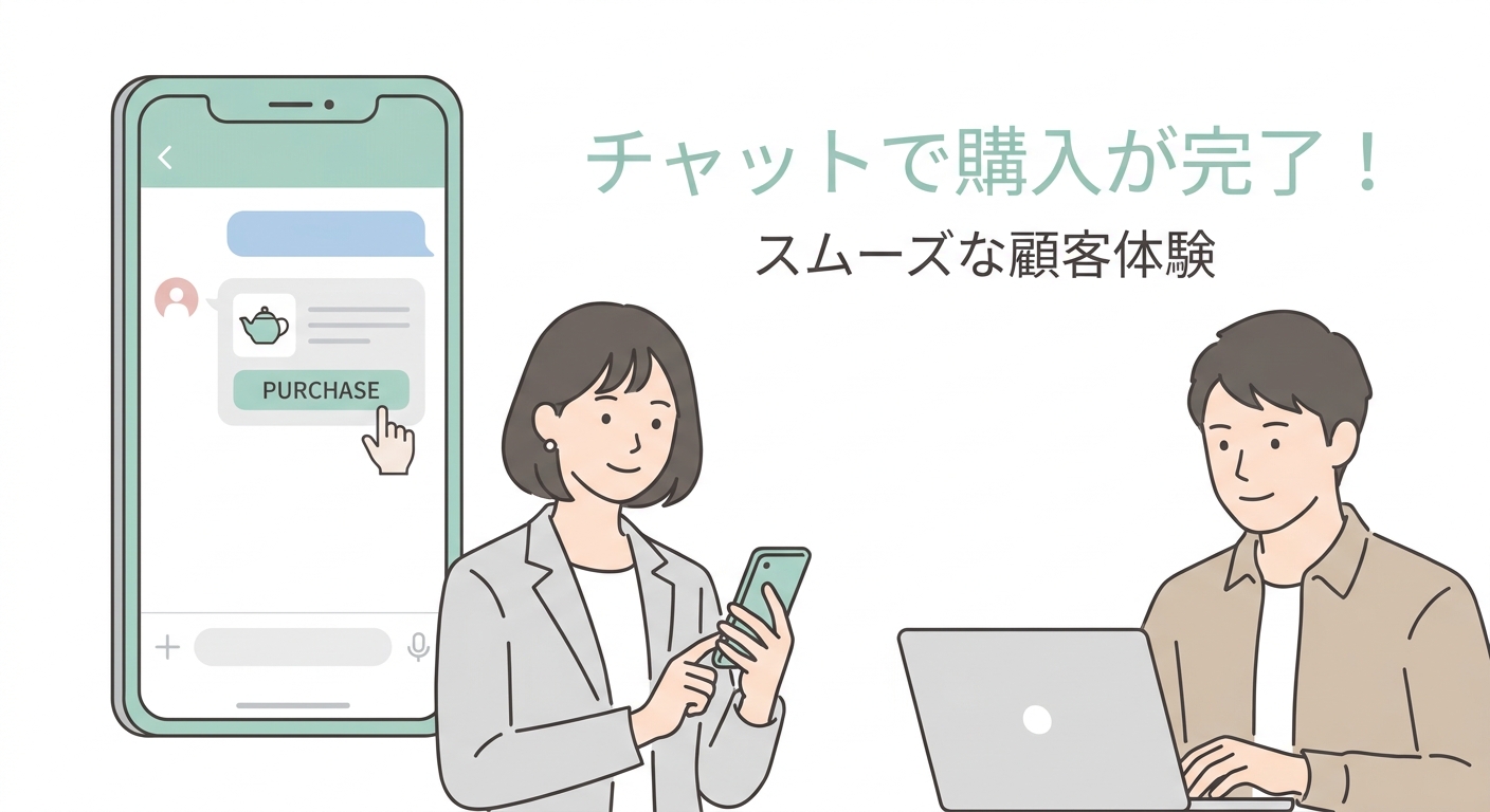 A customer making a quick product purchase directly within a mobile chat interface on a smartphone in a modern user-frie