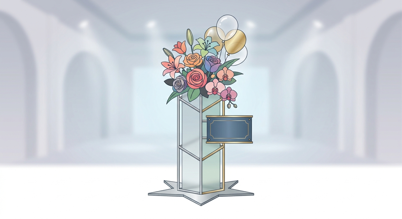 A beautiful, medium-sized congratulatory flower stand (flat star) for a celebrity event, with a vibrant mix of colorful
