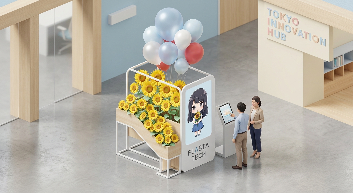 A stunning and creative flower stand (flasta) featuring bright yellow sunflowers, designed with a Russian theme, includi