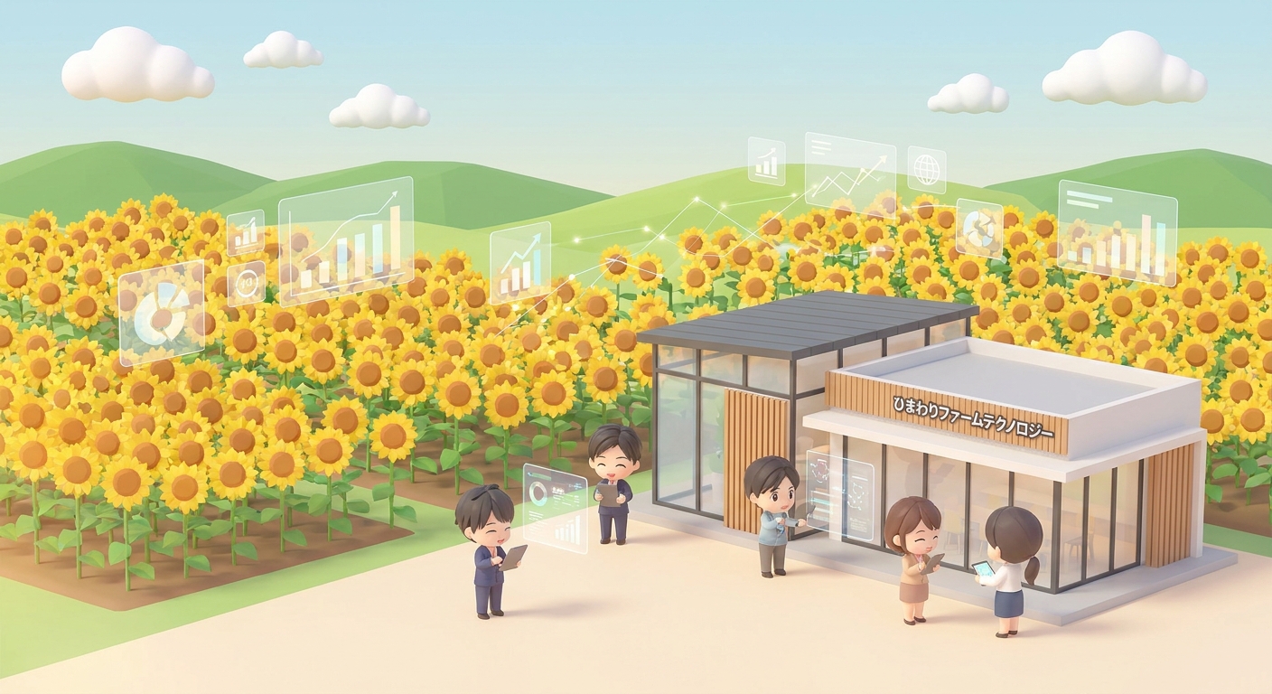 A vast golden sunflower field stretching towards the horizon under a clear blue sky, with a subtle soft lighting, detail