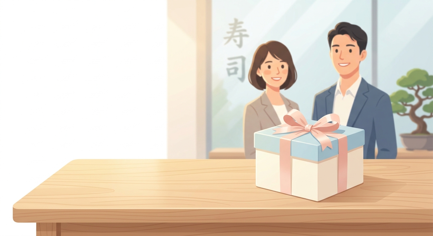 A beautifully wrapped gift box with a satin ribbon on a wooden table, warm and elegant lighting, professional photograph
