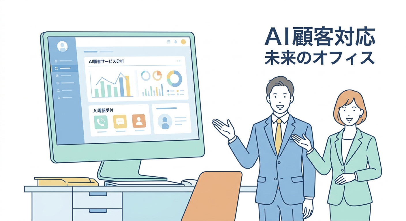 Futuristic user interface showing automated customer service chatbot analytics and AI phone reception features on a mode