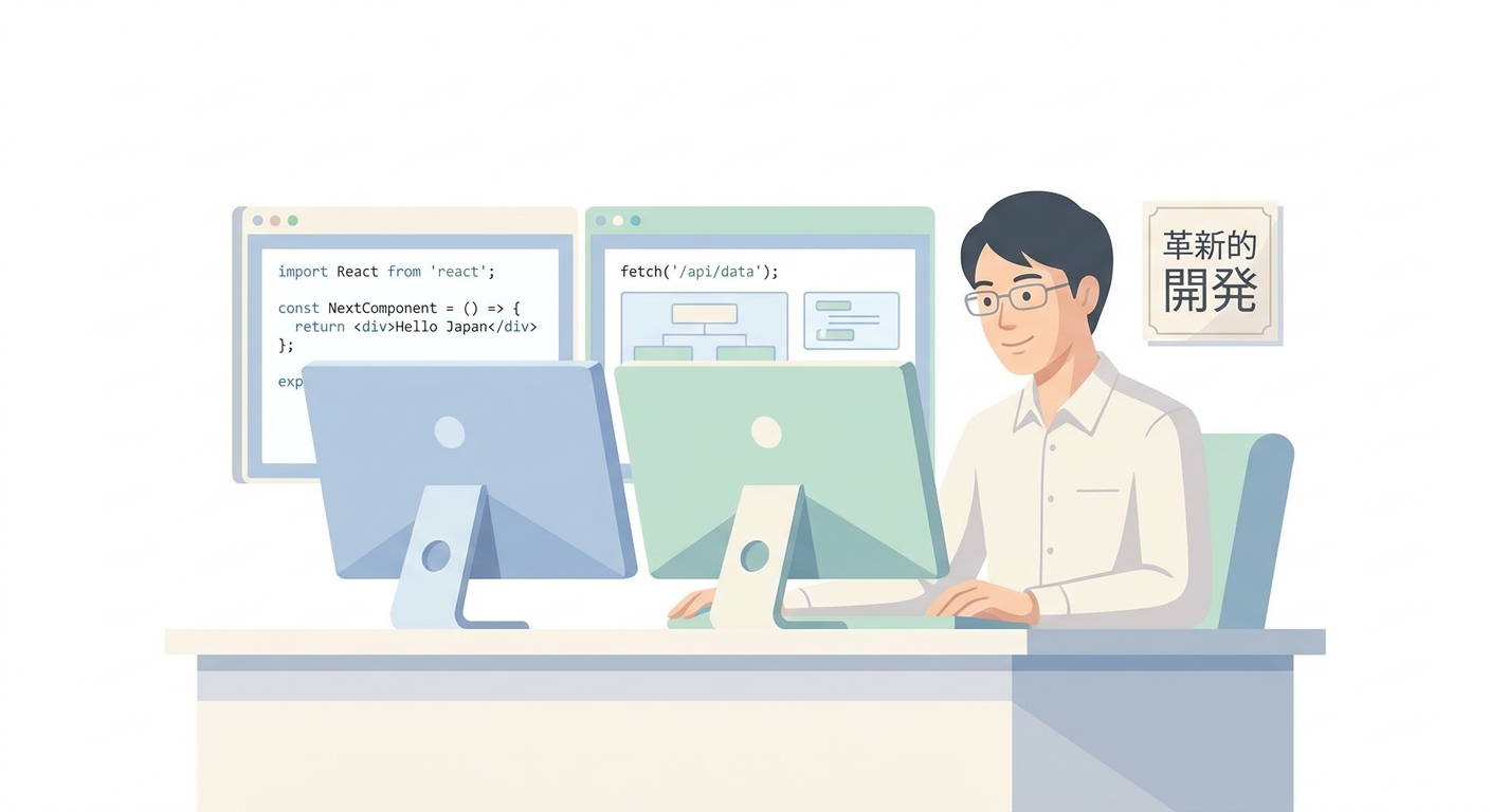 Clean lines of code on a modern dual-monitor workstation showing Next.js component structure and API logic