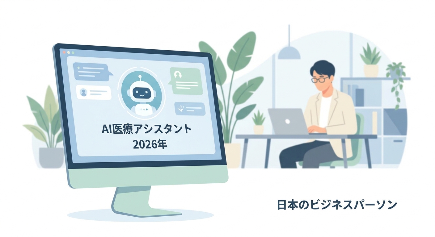 A futuristic digital healthcare platform interface in 2026, showing an AI chatbot assisting with medical inquiries on a