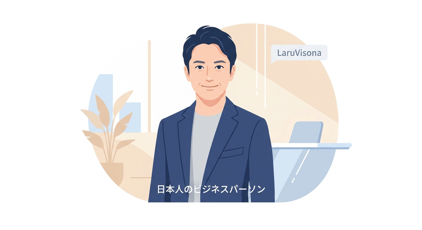 A professional profile photo of a Japanese male IT entrepreneur in his 40s, looking confident and smiling slightly, set 
